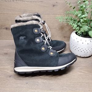 Sorel Unisex Youth Whitney Suede Waterproof Insulated Winter Boots Black Size 7